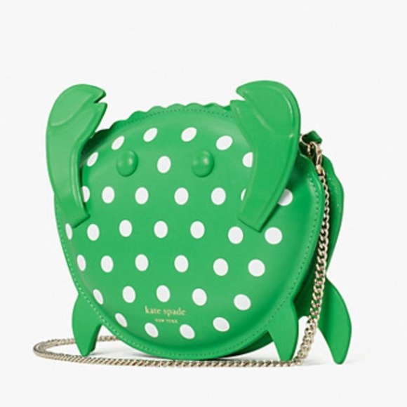 NWT Kate Spade Shelly Crab Novelty Crossbody Green White Polka Dots - Picture 4 of 7